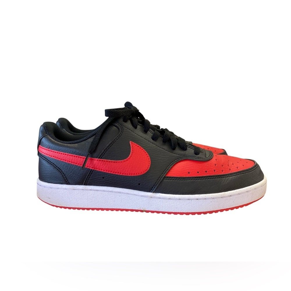 Nike Court Vision Low Next Nature Black and Red Low-Top Sneaker w/White Midsole